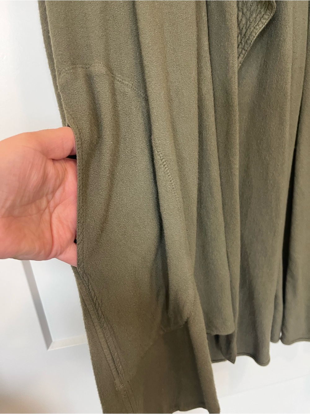 Tienda Ho olive green fringed tassels boho Lagenlook hippie flowy jacket kimono - Picture 7 of 12